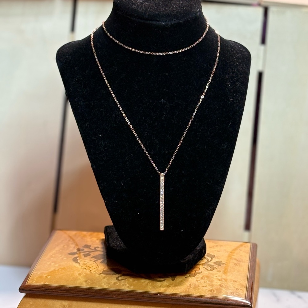 JM Collection Gold Necklace with Bar Pendant